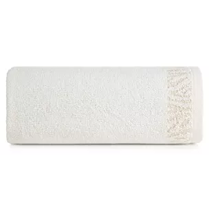 Ręcznik do rąk 30x50 cm bawełniany kolor biały z ozdobną błyszczącą bordiurą 500 g/m2 MARGO Eurofirany