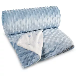 Dwustronny koc dziecięcy 80x110 cm niebiesko, kremowy z tkaniny minky oraz uroczych gwiazdek BABY 5 Pierre Cardin Eurofirany