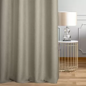 Zasłona szyta na taśmie fala szarobeżowa z tkaniny o naturalnym splocie w stylu eko