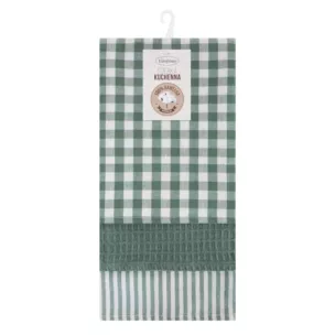 Komplet ściereczek kuchennych  3szt 50x75 cm bawełniany kolor biały,zielony 200 g/m2  LUCY Eurofirany