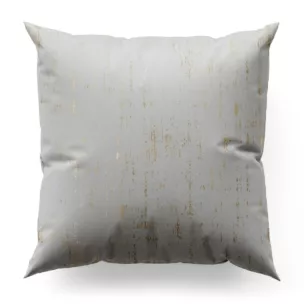 Poszewka szyta biało złocista z miękkiej tkaniny o strukturze weluru z połyskliwym nadrukiem