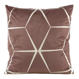 Poszewka na poduszkę 45x45 cm welwetowa z srebrnym nadrukiem geometrycznym pudrowo różowa BLINK 28 Eurofirany