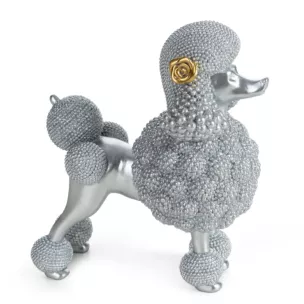 Figurka srebrna w kształcie uroczego psa o drobnym strukturalnym wzorze 17x9x19 cm ELDO 1 Eurofirany