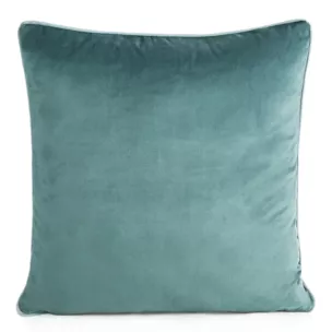 Poszewka na poduszkę 45x45 cm welwetowa o delikatnym połysku z ozdobną lamówką niebieska GAJA 2 Eurofirany