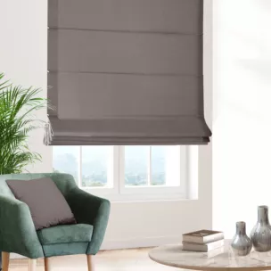 Roleta rzymska popielata o naturalnym, gęstym splocie w stylu eko