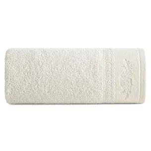 Ręcznik do rąk 30x50 cm bawełniany kolor kremowy z koronką oraz subtelnym haftem 500 g/m2 SISI Eurofirany