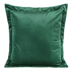 Poszewka na poduszkę 45x45 cm welwetowa z ozdobnymi brzegami ciemnozielona RIA DIVA LINE Eurofirany