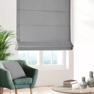 Roleta rzymska srebrna z miękkiej tkaniny o welurowej strukturze