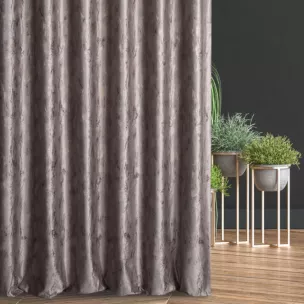 Zasłona szyta na taśmie 5 cm jasnobrązowo złocista z tkaniny welwetowej ze złotym marmurkowym nadrukiem