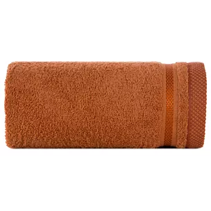 Ręcznik kąpielowy 100X150 cm bawełniany kolor pomarańczowy  z bordiurą w paski 500 g/m2 ABBIE Eurofirany