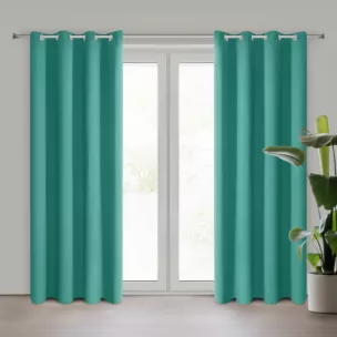 Zasłona turkusowa z gładkiej tkaniny zaciemniającej typu blackout 135x250 przelotka PARISA Design 91 Eurofirany