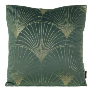 Poszewka na poduszkę 45x45 cm welwetowa ze złotym nadrukiem ciemnomiętowo BLINK 21 Eurofirany