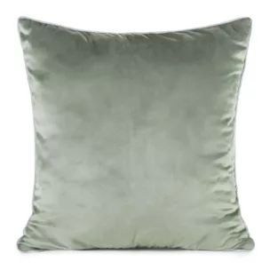 Poszewka na poduszkę 60x60 cm welwetowa o delikatnym połysku z ozdobną lamówką oliwkowa GAJA 2 Eurofirany