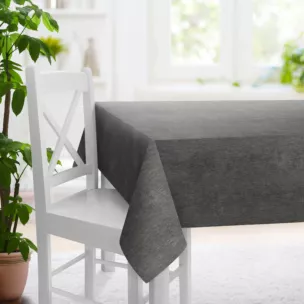 Obrus na wymiar grafitowy z tkaniny o szenilowej strukturze