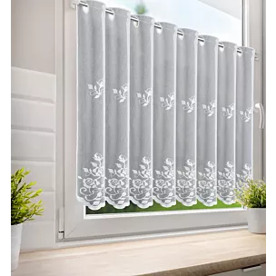 Tkanina firanowa zazdrostka zdobiona haftem roślinnym Eurofirany