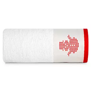 Ręcznik kąpielowy świąteczny 70x140 cm bawełniany kolor biały z żakardową bordiurą w stylu skandynawskim 480 g/m2 NOEL Eurofirany