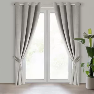 Zasłona popielata z tkaniny welwetowej, troczek w zestwie 140x270 cm przelotka ANTARA Eurofirany