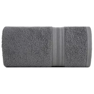 Ręcznik do rąk 30x50 cm bawełniany kolor stalowy z bordiurą w paski 550 g/m2 ELEN Eurofirany