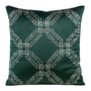 Poszewka na poduszkę 45x45 cm welwetowa z błyszczącym nadrukiem ciemnozielona BLINK 30 Eurofirany