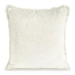 Poszewka na poduszkę 45x45 cm z szenilowej nici zdobiona subtelnymi frędzlami kremowa ADIA Eurofirany