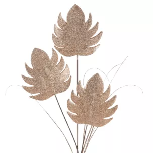 Gałązka sztuczna dekoracyjna z lśniącym brokatem złota Eurofirany