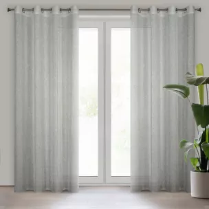 Zasłona popielata z siateczki przetykana srebrną nicią 140x250 cm przelotka KENDAL Eurofirany