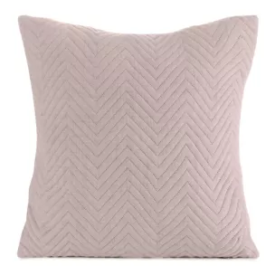 Poszewka na poduszkę 45x45 cm o strukturze lnu pikowana metodą hot press w wzór jodełki różowa LEN EUROFIRANY PREMIUM