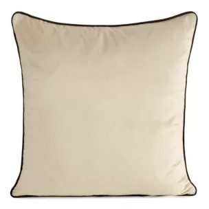 Poszewka na poduszkę 60x60 cm welwetowa o delikatnym połysku z ozdobną lamówką beżowa GAJA 2 Eurofirany