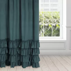 Zasłona morska z welwetu zdobiona falbanami 140x270 taśma CHARLOTTE 1 Eurofirany