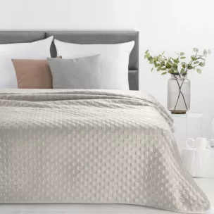 Narzuta welwetowa beżowa 170x210 cm pikowana metodą hot press SOFIA 4 EUROFIRANY PREMIUM