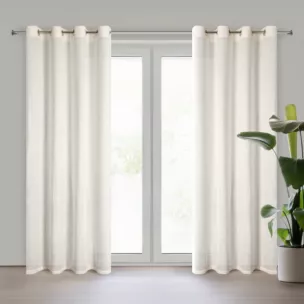 Zasłona kremowo, złocista z dodatkiem błyszczącej nici 140x250 cm przelotka ESSI Eurofirany