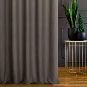 Zasłona szyta na taśmie fala stalowa o naturalnym, gęstym splocie w stylu eko