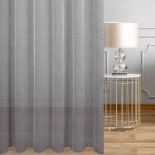 Firana szyta na tunelu srebrna z eleganckiej siatki w stylu glamour z połyskliwą nicią, wykończona obciążnikiem Italissima Eva Minge