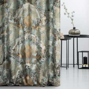 Tkanina zasłonowa welwetowa zdobiona ornamentowym haftem Eurofirany