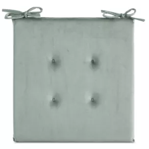 Poduszka na krzesło 40 x 40 x 3 cm welwetowa szałwiowa z ozdobnym pikowaniem i praktycznymi troczkami GAJA Eurofirany