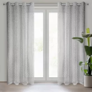 Firana srebrna o strukturze pajęczej sieci 140x250 cm przelotka AMANDA Eurofirany