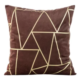 Poszewka na poduszkę 45x45 cm welwetowa z złotym nadrukiem geometrycznym bordowa BLINK 29 Eurofirany