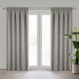 Zasłona ciemnobeżowa w stylu eko 140x270 cm taśma JULA2 Eurofirany