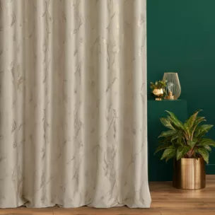 Tkanina zasłonowa welwetowa zdobiona złotym marmurkowym wzorem Eurofirany