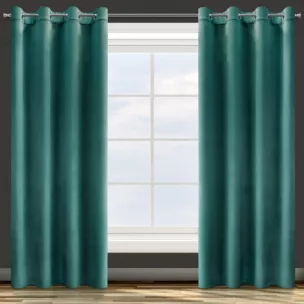 Zasłona ciemnoturkusowa z tkaniny welwetowej 140x250 cm przelotka ROSA Design 91 Eurofirany