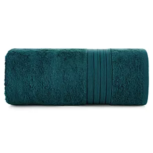 Ręcznik do rąk 30x50 cm bawełniany kolor ciemnoturkusowy zdobiony bordiura w paski 550 g/m2 AURA Eurofirany