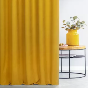 Zasłona szyta na taśmie fala ADESSA żółta z miękkiej tkaniny o welurowej strukturze