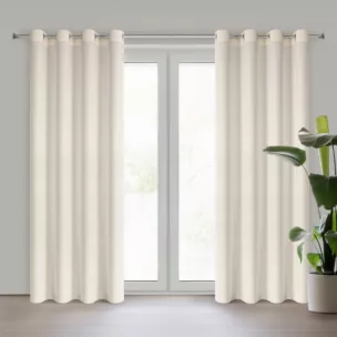 Zasłona kremowej z matowej tkaniny z widocznym naturalnym splotem 140x250 cm przelotka - ADELINA Eurofirany