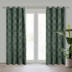 Zasłona ciemnozielona z tkaniny szenilowej 135x250 przelotka ALETA Eurofirany