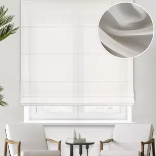 Roleta rzymska kremowa z grubszej żorżety wykończonej obciążnikiem