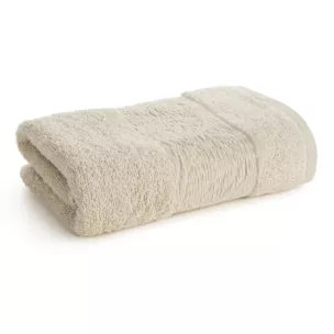 Ręcznik kąpielowy z bawełny 50x90 cm kolor beżowy z wytłaczanym roślinnym motywem ALBA Eurofirany