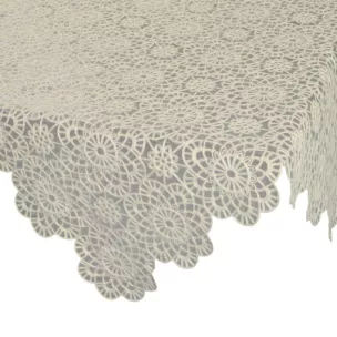 Obrus na stół  85x85 cm beżowy zdobiony haftem - IRINA Eurofirany