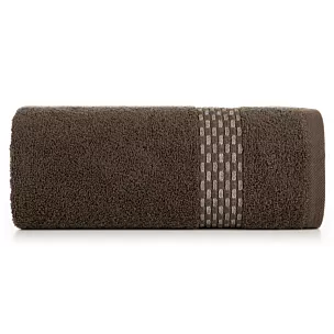 Ręcznik do rąk 30x50 cm bawełniany kolor brązowy z przeplataną bordiurą 500 g/m2 RIVA Eurofirany