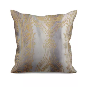 Poszewka szyta jasnoszaro złocista z grubej welwetowej tkaniny w elegancki połyskujący wzór
