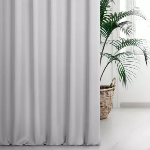 Zasłona szyta na taśmie fala srebrna z miękkiej tkaniny o naturalnym splocie w stylu ekologicznym